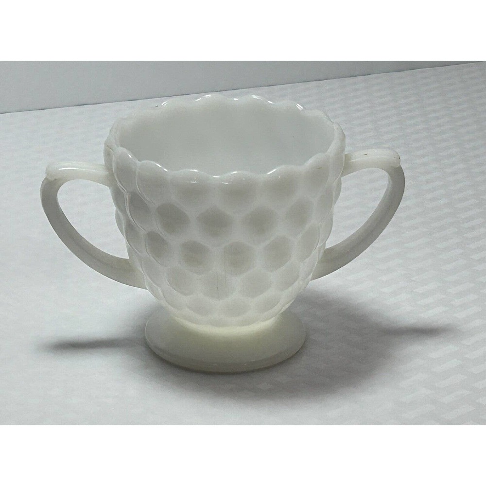 Vintage Anchor Hocking Hobnail Milk Glass Sugar Bowl - Picture 2 of 10